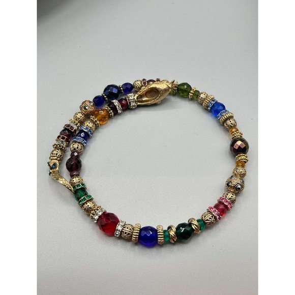 Snake Necklace Memory Wire Signed SWEET ROMANCE Beaded Serpent Choker One Size - Picture 11 of 12